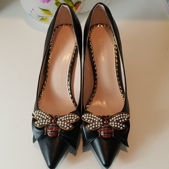 MELYA BLACK POINTED TOE PUMPS - Picture 3 of 6